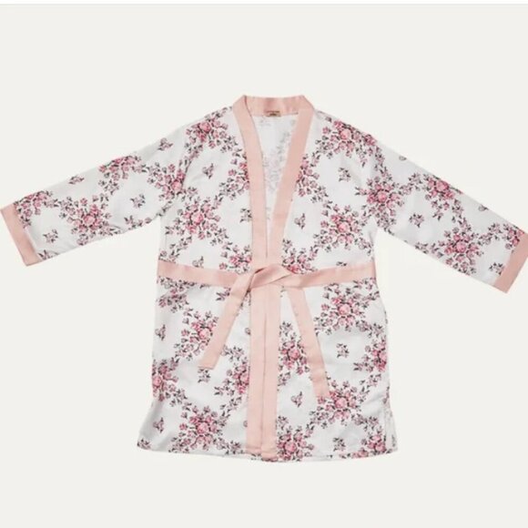 Morgan Lane Satin Allie Robe - White Floral - Plus - NWT - Picture 3 of 7